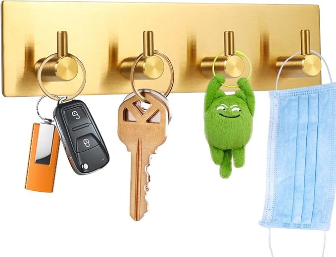 Picowe Key Holder for Wall Decorative, Adhesive Stainless Steel Key Hooks, Key Hanger Key Organiz... | Amazon (US)