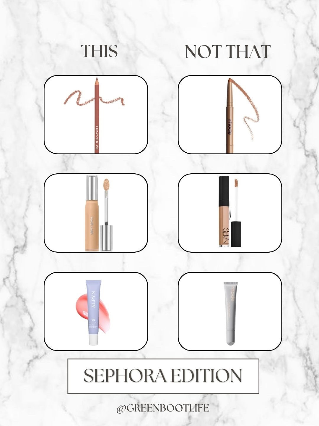 The Sephora Sale is upon us, and I want you to be an educated buyer and not fall for the trends and peer pressure. Quick breakdowns why you should skip the products from this post:

🔘 the Rhode lip liners have such weak staying power, plus they’re packaged in plastic. Go with @tower28beauty One Liner that’s clean, multi-purpose, more sustainable and lasts longer!

🔘 this NARS concealer is so popular and touted as acne safe but it’s not clean at all. Go with the @HausLabs concealer, it’s clean, acne safe and looks flawless on the skin! 

🔘 the Rhode Peptide lip treatments are so overhyped. Unless you get the unflavored + untinted version, it has undisclosed “aroma/fragrance”. The @alpynbeauty agave lip mask is natural, sweet from agave and works so well!

🔘 Another Rhode product that’s touted as non-comedogenic, yet has shea butter and other pore cloggers at the top of the ingredient list. Go with the @tower28beauty SOS moisturizer: actually acne safe and suitable for the most sensitive skin!

🔘 unpopular opinion (that I still hold) but I’m not into the Rare beauty blush. Many shades are super pigmented and harder to work with. For a more natural, lit from within glow and subtler but buildable pigment go with the @saiebeauty dew blush!

🔘 The Armani Luminous Silk foundation is so expensive, filled with problematic ingredients like fragrance, and doesn’t even offer that much coverage. The @hauslabs Triclone Foundation is my ride or die and it’s clean, acne safe as well.

Comment SEPHORA and I’ll send you my swaps!

Were you surprised by some of these? Let me know if this was helpful!

#sephora #cleanatsephora #sephorasale #sephorasale2025 #cleanbeautyblogger #thisnotthat