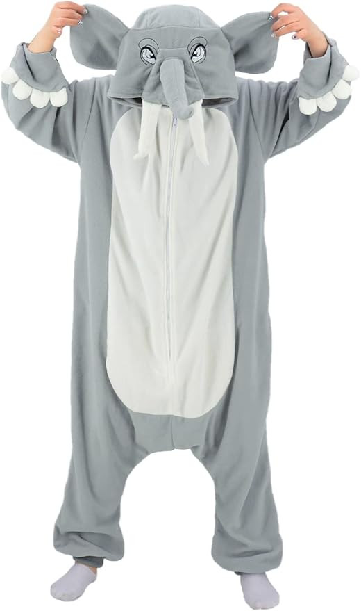 vavalad Adult Elephant Onesie Costumes One Piece Pajamas Animal Cosplay Homewear Sleepwear for Wo... | Amazon (US)