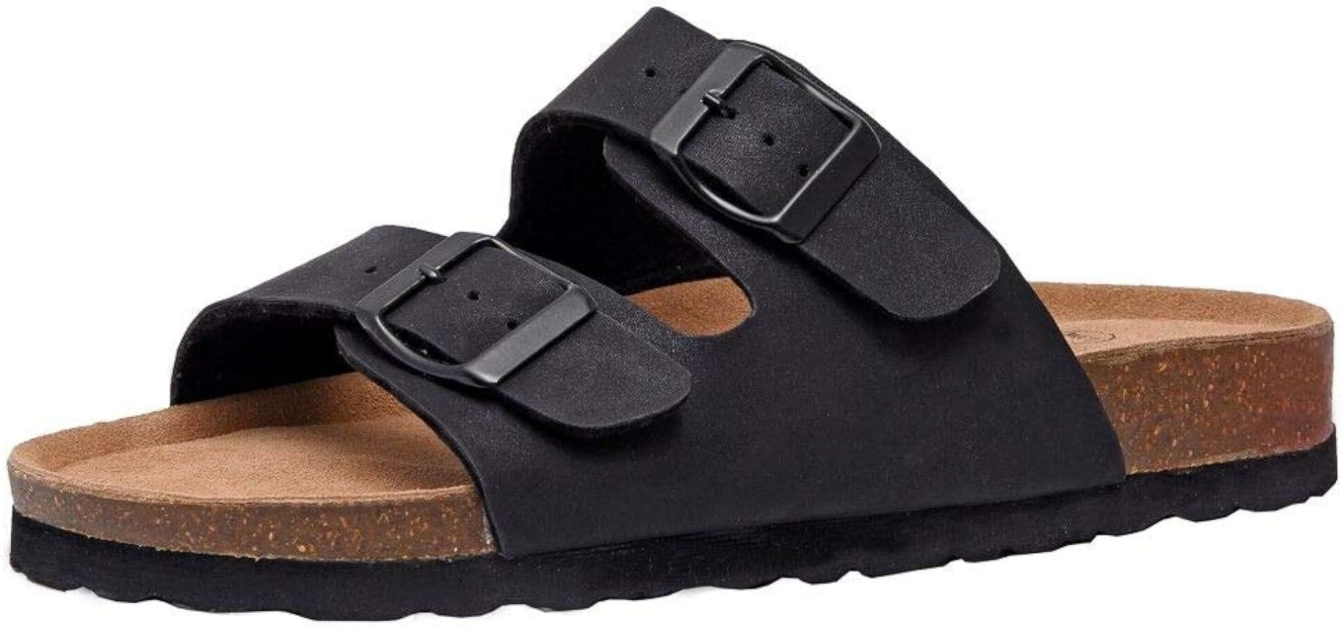 Amazon.com | CUSHIONAIRE Women's Lane Cork Footbed Sandal With +Comfort, Black, 7 | Slides | Amazon (US)
