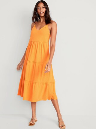 Tie-Back Tiered Midi Cami Swing Dress for Women | Old Navy (CA)