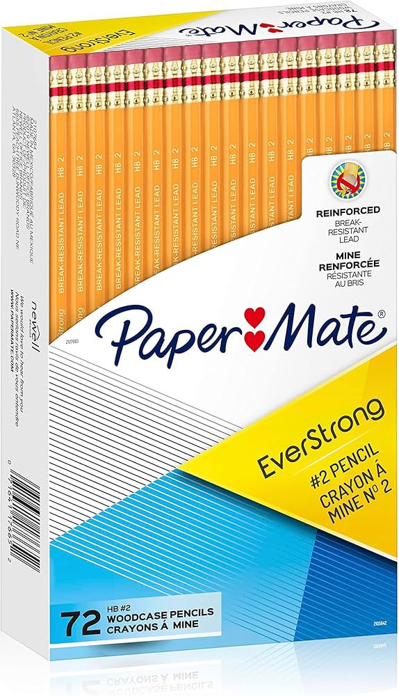 Paper Mate EverStrong #2 Pencils, Reinforced, Break-Resistant Lead When Writing, 72-Count | Amazon (US)