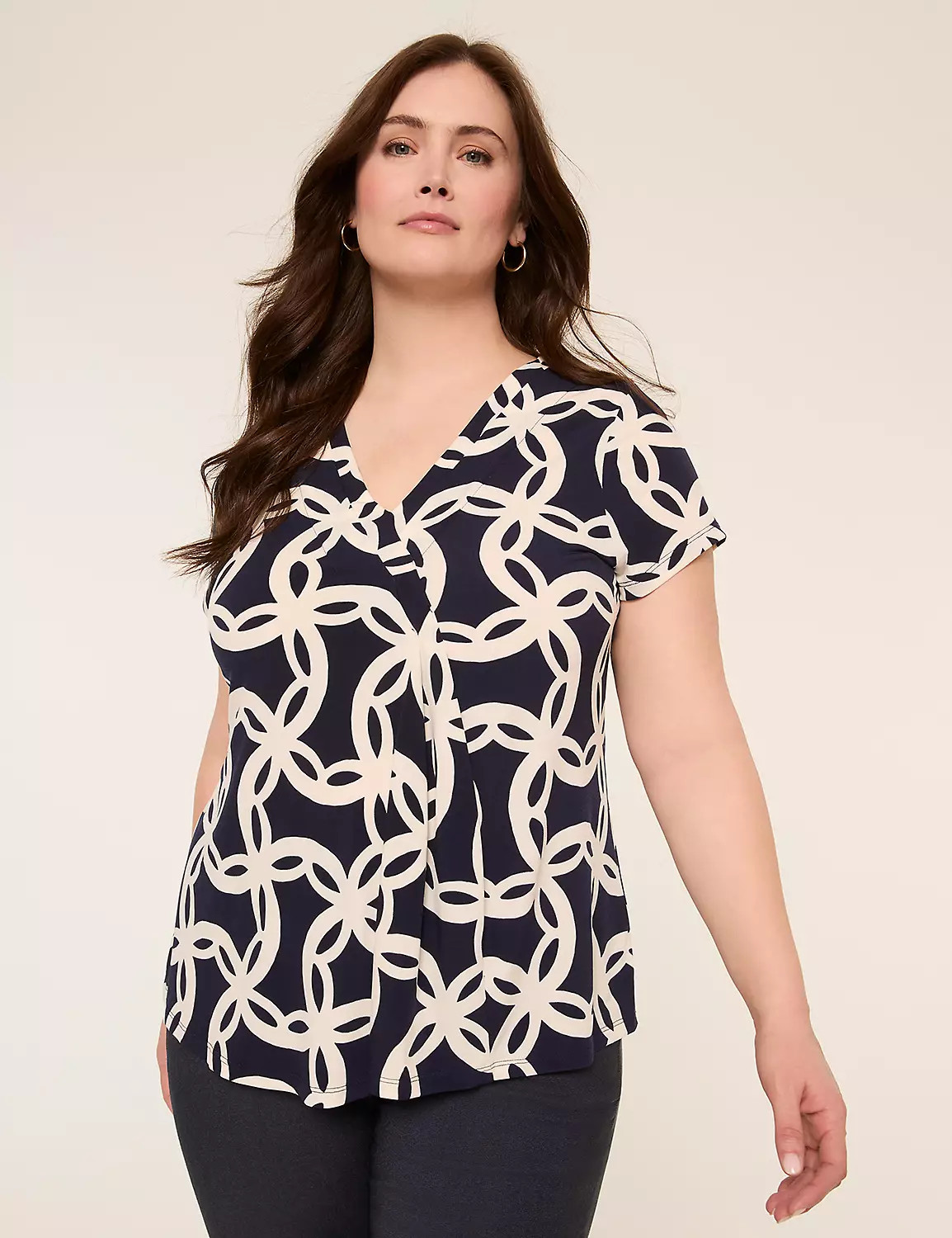 Swing Cap-Sleeve Pleat-Front Top | LaneBryant | Lane Bryant (US)