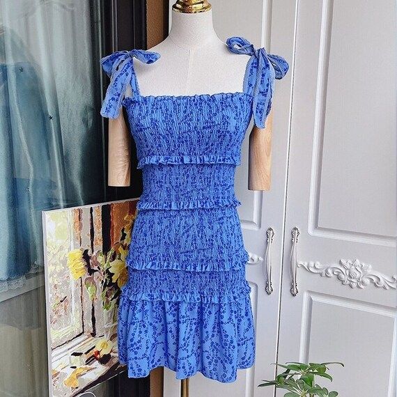 Women Tiered Ruffle Ruched Cami Dress Casual Dress Elegant Fashion Chic Dress | Etsy (US)