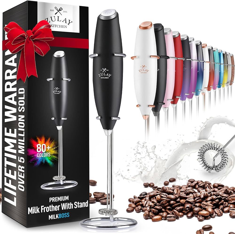 Amazon.com: Zulay Powerful Milk Frother Handheld Foam Maker for Lattes - Whisk Drink Mixer for Co... | Amazon (US)