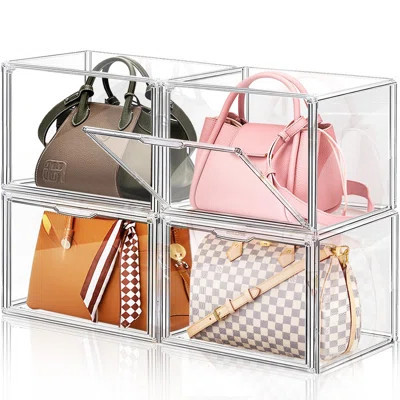 Plastic Handbag Storage Organizer For Closet, Large Acrylic Display Box Forpurse And Handbag, Stackable Storage Boxes Bag Organizer With Magnetic Door | Wayfair North America