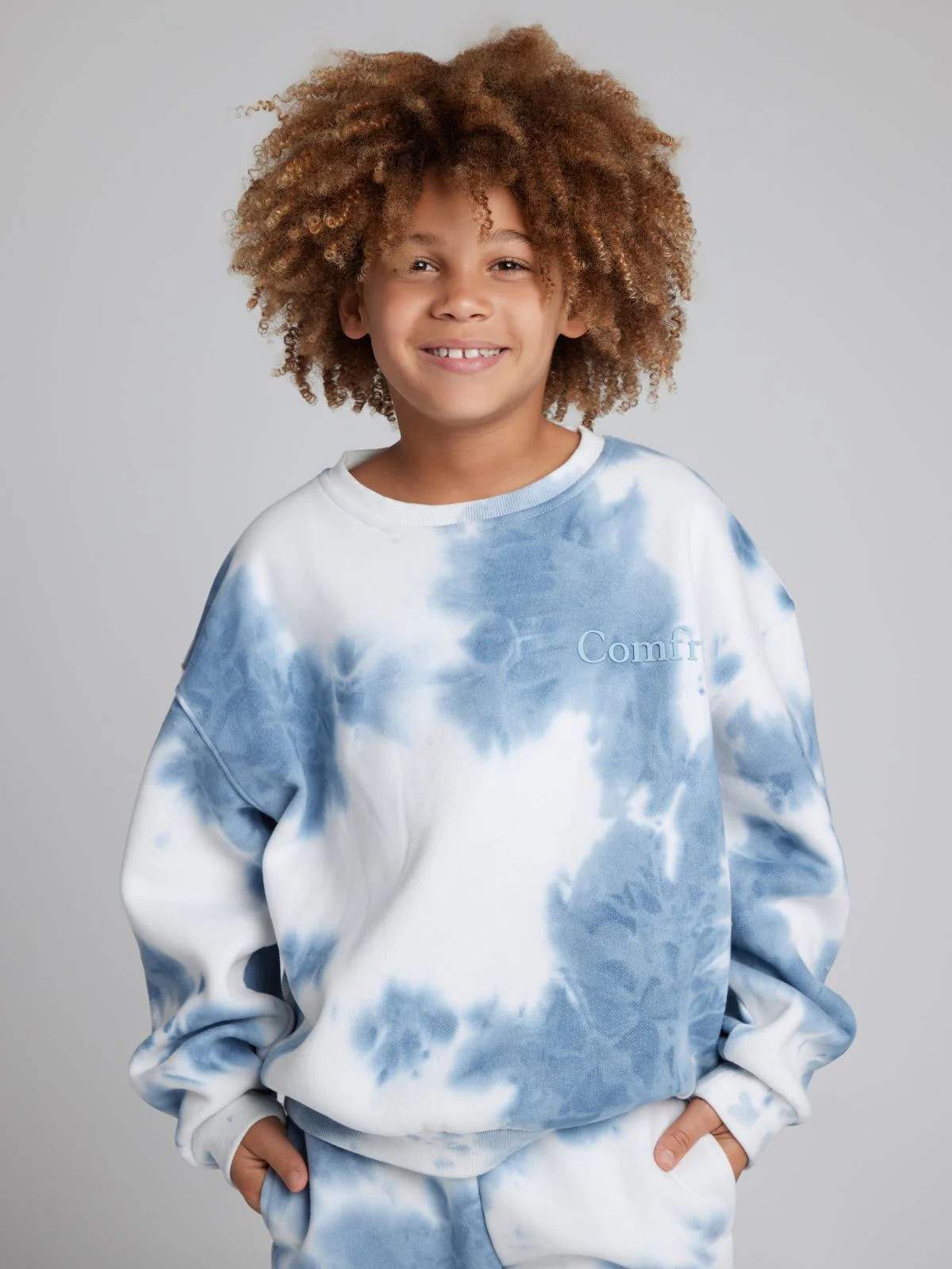 Comfrt Minimalist Kids Crew Sweatshirt | Wave | Blue | Oversized | XL | Comfrt