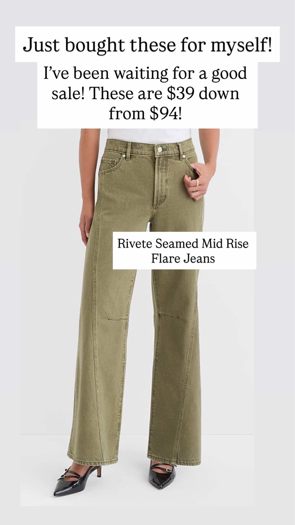 Rivete Seamed Mid Rise Loose Flare Jeans in Washed Oregano

#LTKSaleAlert