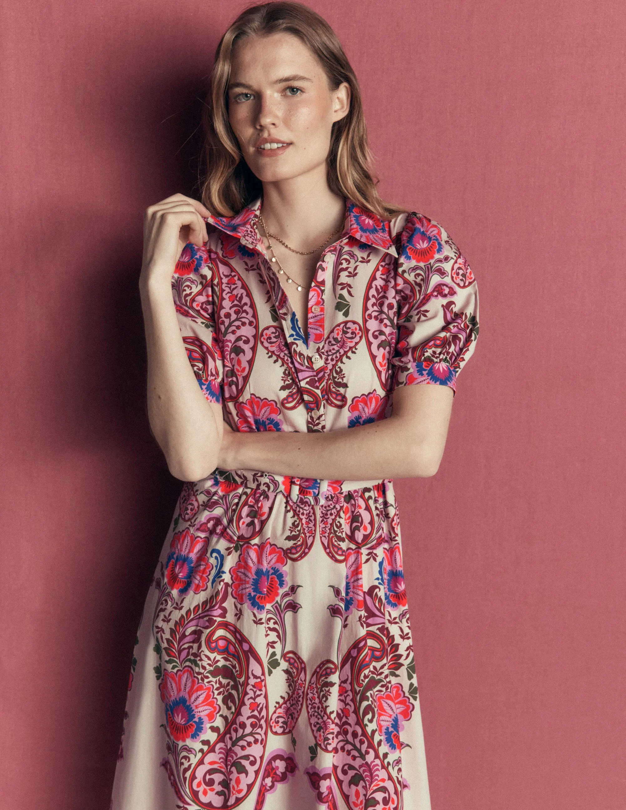 Belted Cotton Midi Dress-Multi, Bohemia Dream | Boden (US)