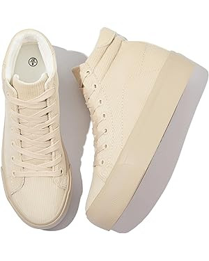 Waluzs Women's Platforms Sneakers White High Top Sneakers for Women Fashion Platform Shoes Classi... | Amazon (US)