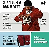 TAKE OFF Duffle Bag Jacket - Packable, Lightweight Travel Convertible Rain Coat for Travel – Tr... | Amazon (US)