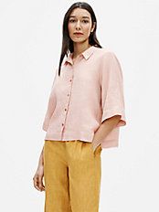 Organic Handkerchief Linen Elbow-Sleeve Shirt | Eileen Fisher