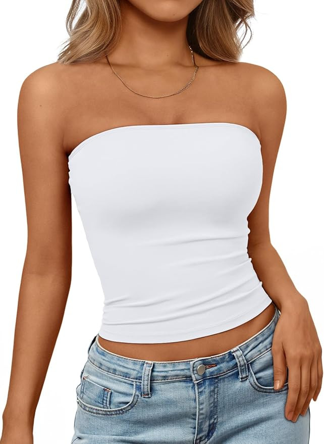 Trendy Queen Women's Strapless Bandeau Crop Top | Amazon (US)