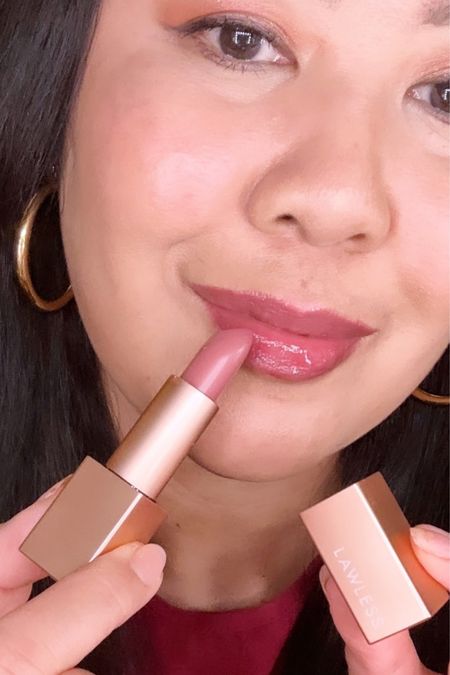 Lawless Beauty Forget the Filler Lip-plumping Line- Smoothing Satin Cream Lipstick in Femme and Lip liner in Dessert Mauve.  Earrings from Luv Aj

#LTKGiftGuide #LTKHoliday #LTKbeauty