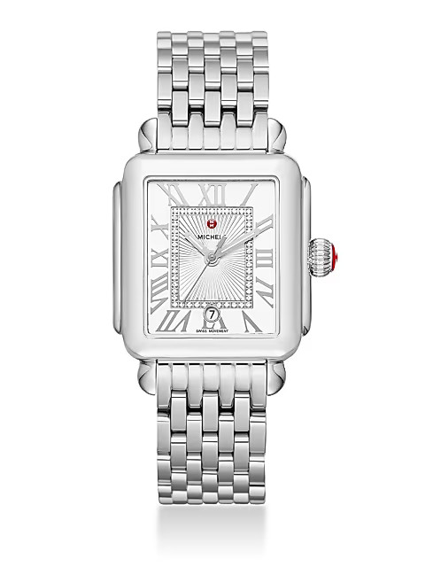 Michele Deco Madison Diamond &amp; Stainless Steel Bracelet Watch | Saks Fifth Avenue