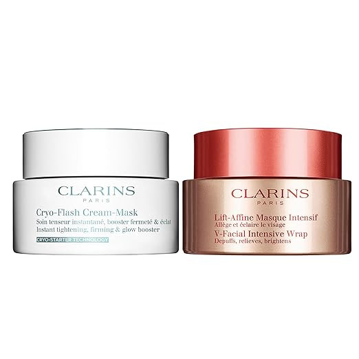 Clarins Cryo Flash Cream Mask and V-Facial Wrap Mask Bundle | Cold Face Mask For A Visible Lift E... | Amazon (US)
