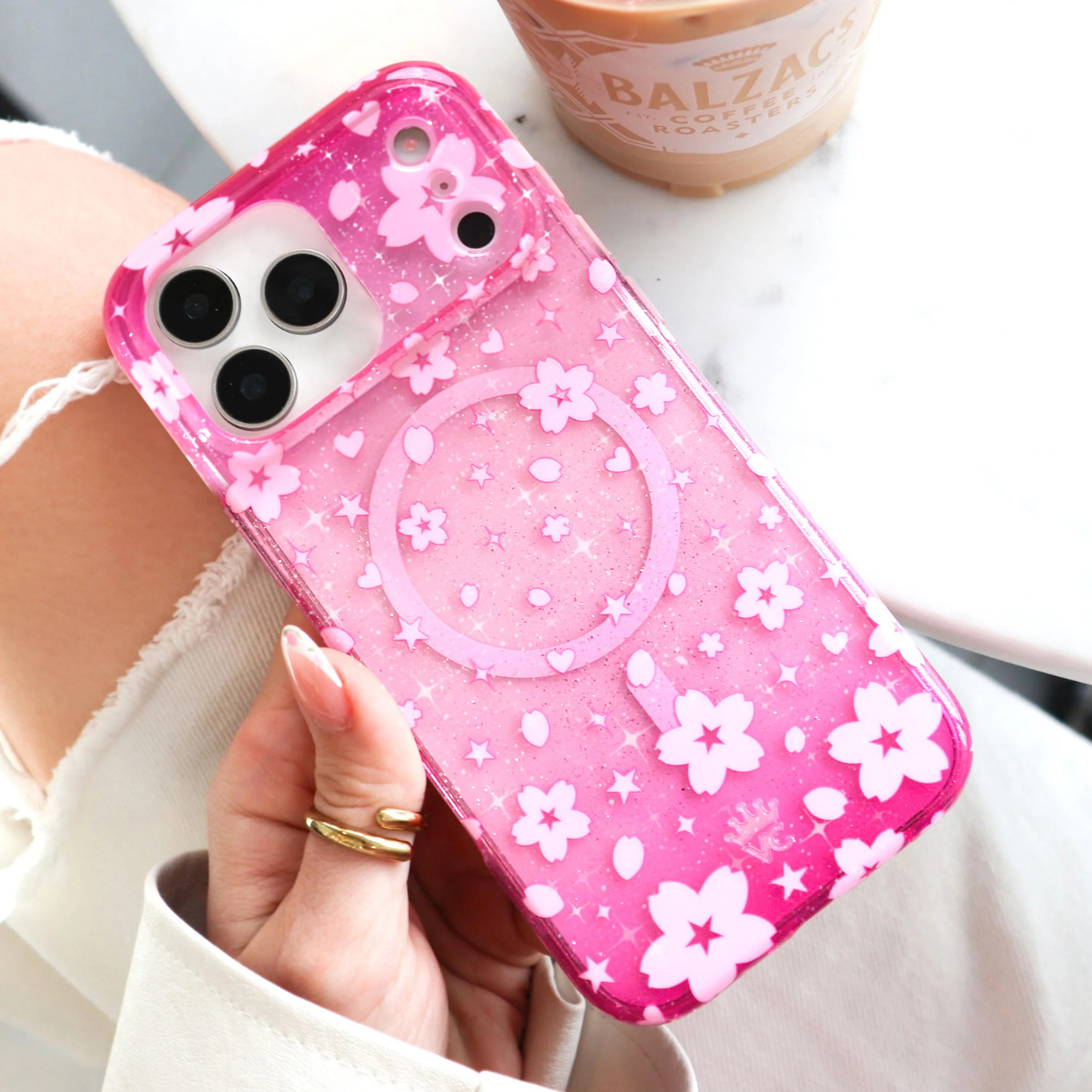 Cherry Blossom Glitter iPhone Case | Velvet Caviar