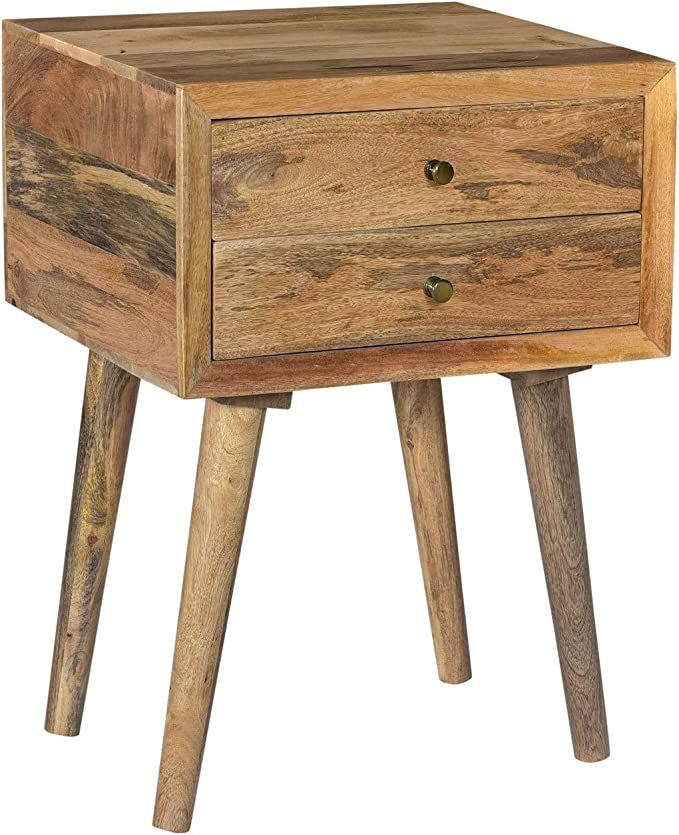 Crestview Collection CVFNR725 Bengal Manor Natural Mango Wood 2 Drawer Accent Table Furniture | Amazon (US)