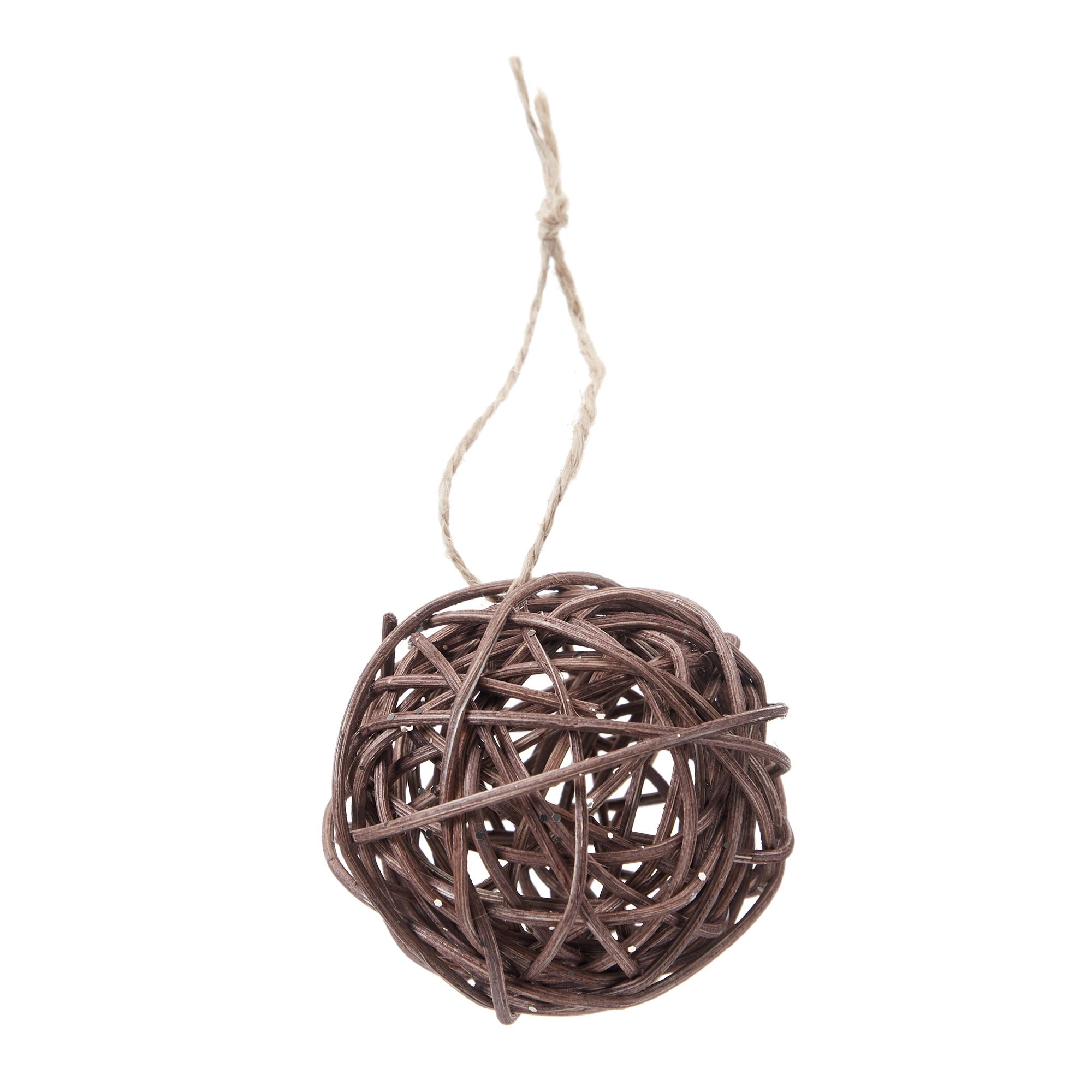 Holiday Time Rattan Wood Glitter Ball Christmas Ornaments, Branch Brown, 6 Count | Walmart (US)