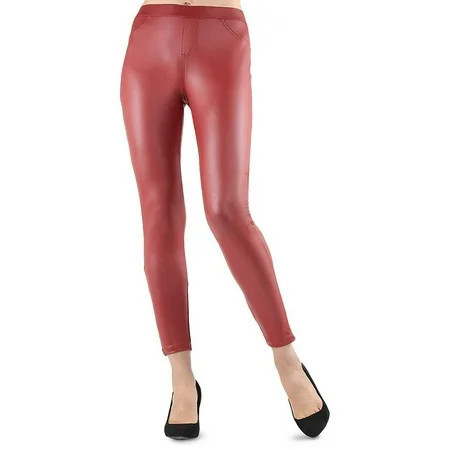 MeMoi Fever Red Faux Leather Leggings - Womens - Female | Walmart (US)