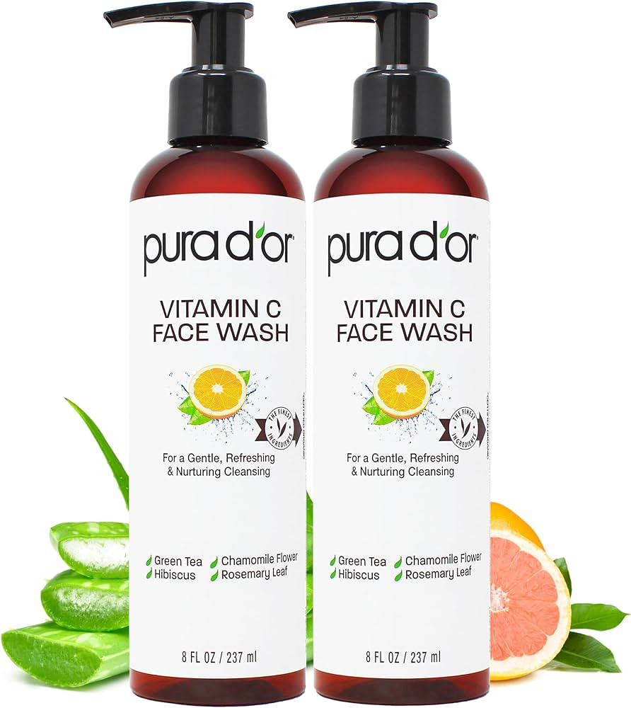 PURA D'OR Vitamin C Face Wash (8oz x2 = 16oz) Antioxidant Rich Facial Cleanser For Radiant Glow &... | Amazon (US)