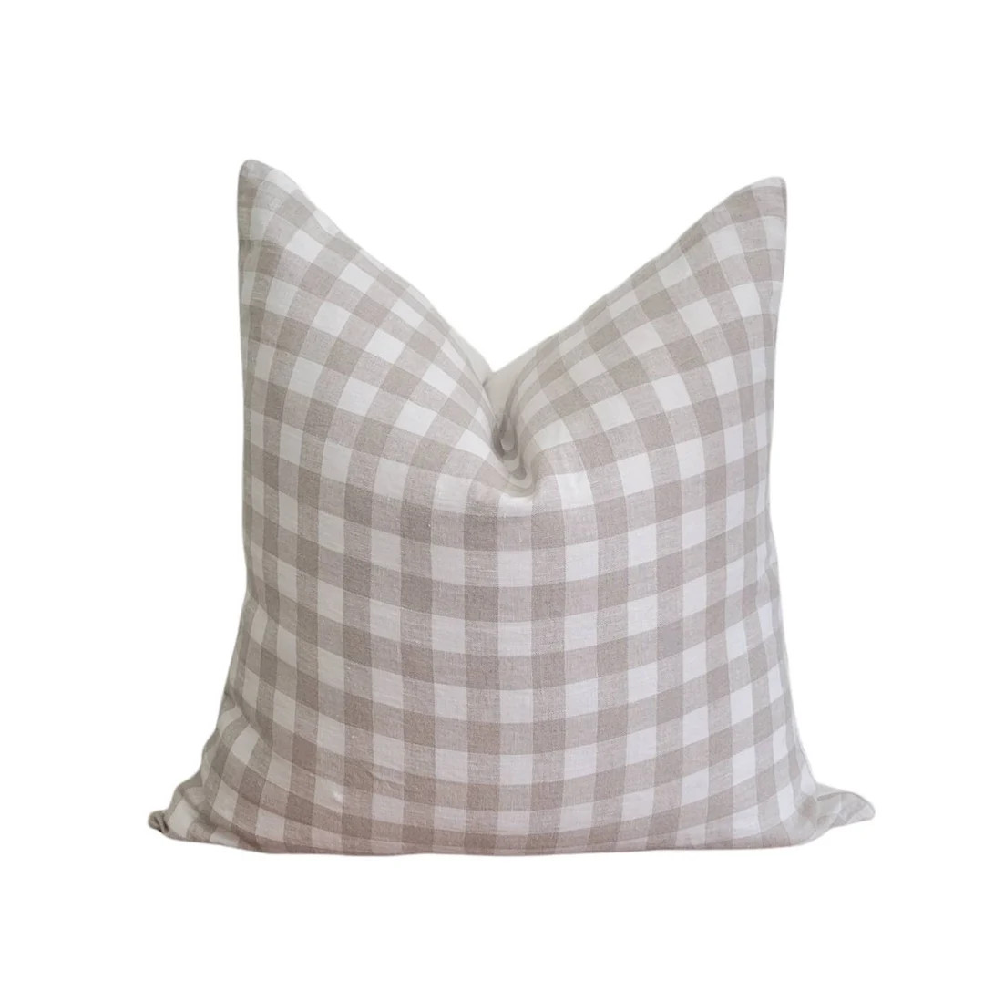 NANNIE || linen checked pillow cover | Etsy (US)