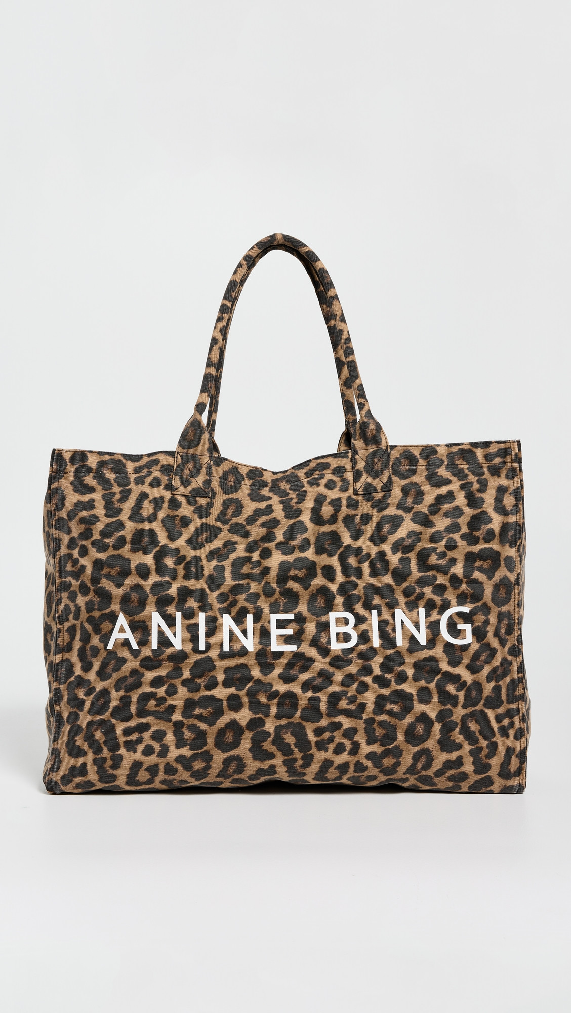 ANINE BING Leo Canvas Tote Black and Brown Leopard One Size | Shopbop