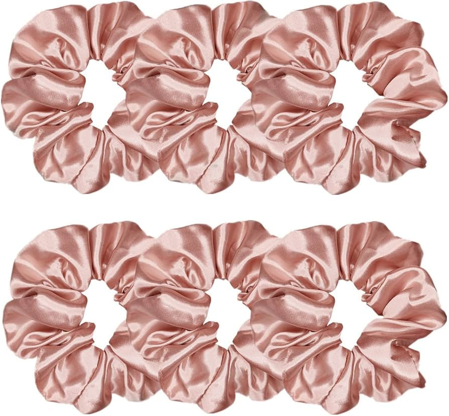6 Pcs Satin Silk Hair Scrunchies Soft Hair Ties Fashion Hair Bands Hair Bow Ropes Hair Elastic Br... | Amazon (US)