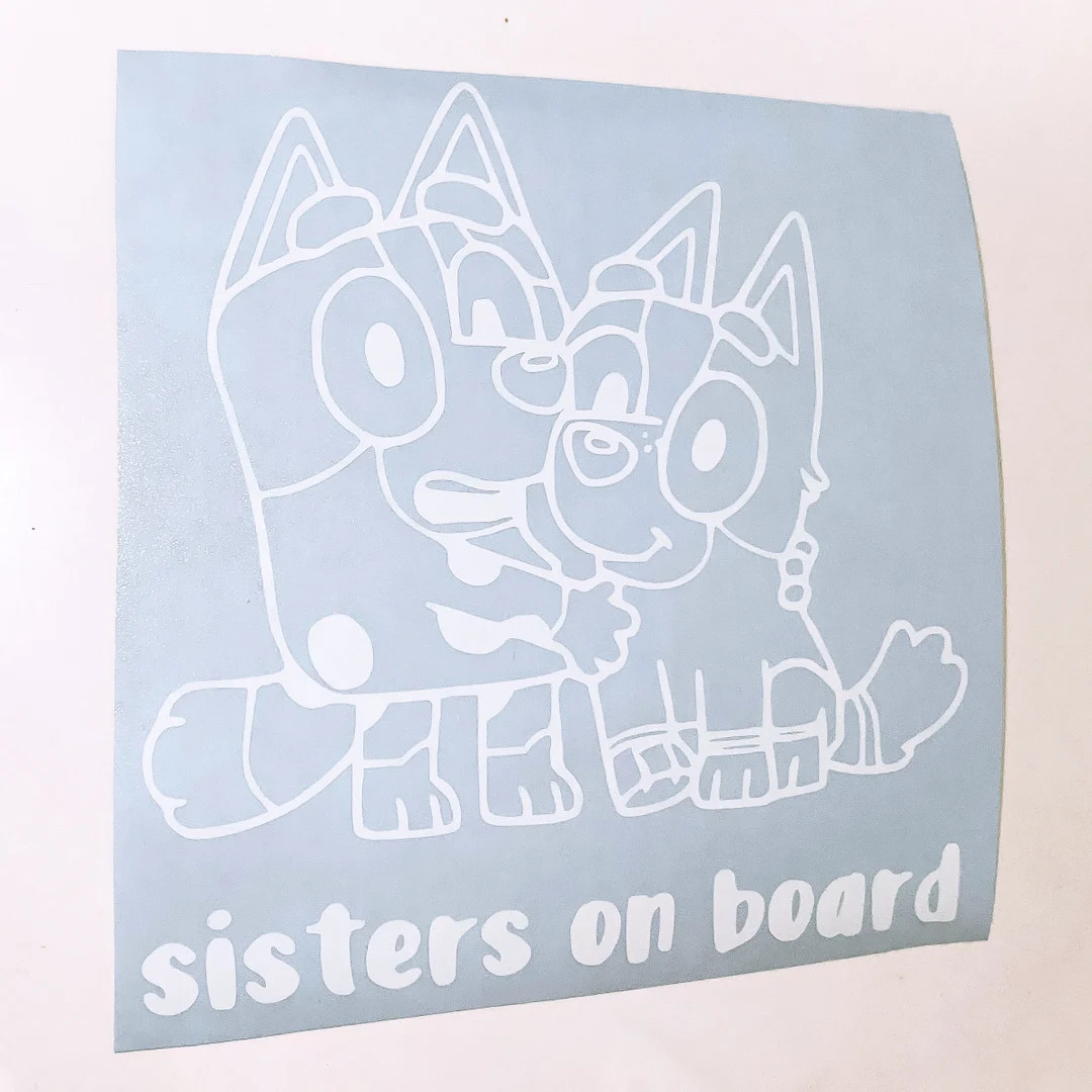 Bluey Sisters on Board Vinyl Decal | Bluey | Baby on Board | Blue Dog Family | Kids Theme | Kids ... | Etsy (US)