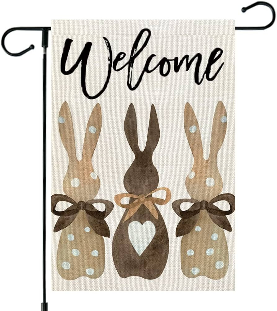 Crowned Beauty Easter Bunnies Garden Flag 12x18 Inch Double Sided for Outside Burlap Small Polka ... | Amazon (US)