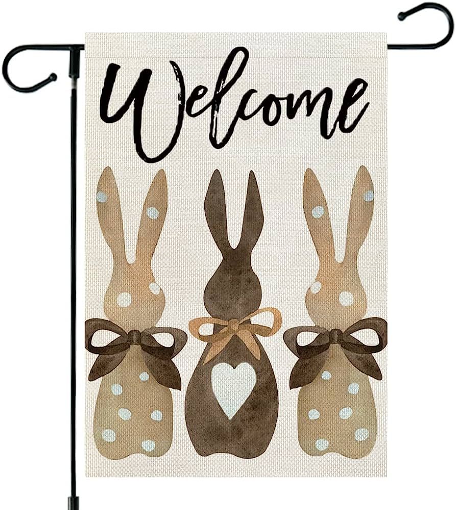 Crowned Beauty Easter Bunnies Garden Flag 12x18 Inch Double Sided for Outside Burlap Small Polka ... | Amazon (US)