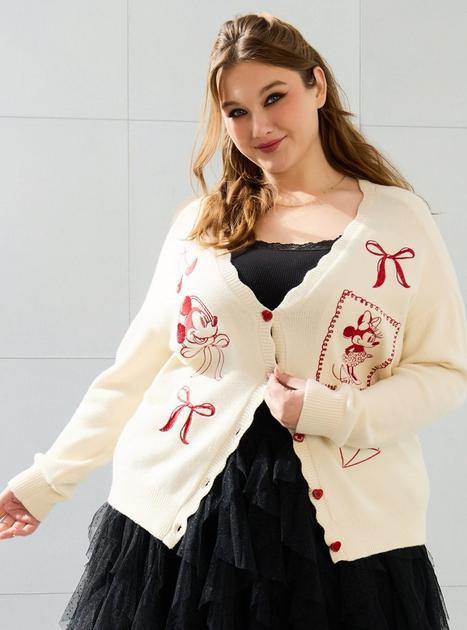 Disney Mickey & Minnie Valentine's Day Women's Plus Size Cardigan — BoxLunch Exclusive | BoxLunch