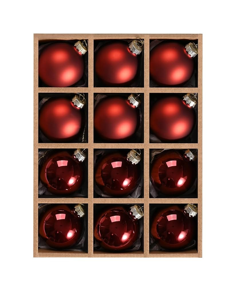 WDS WONDROUS Glass Christmas Hanging Ball Ornaments, Set of 12 Decorative Balls for Xmas Tree Dec... | Amazon (US)