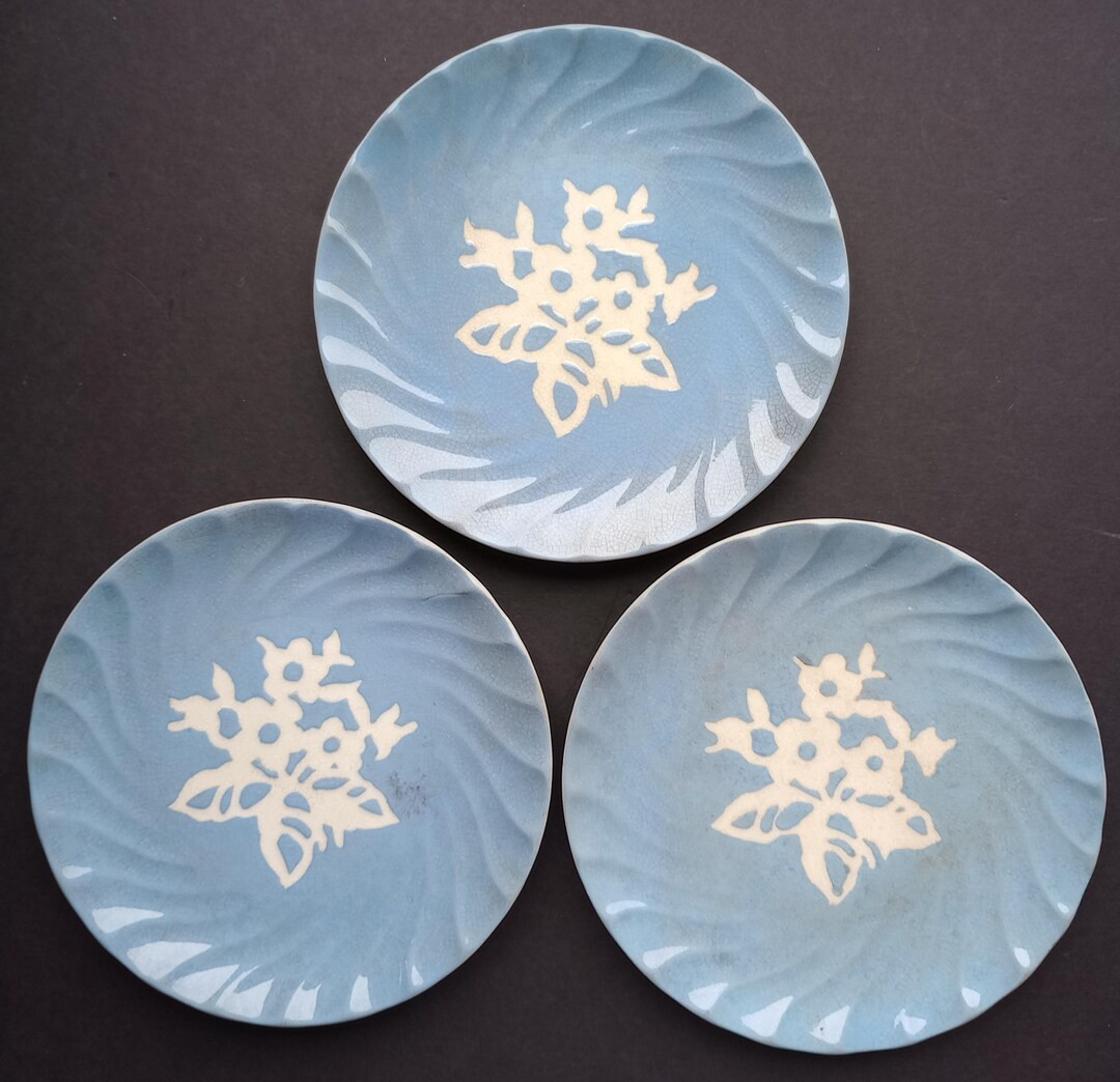 Plates 3 Cameoware Harker Pottery Vintage 1940s Swirl Salad Dessert Table Decor 7 - Etsy | Etsy (US)