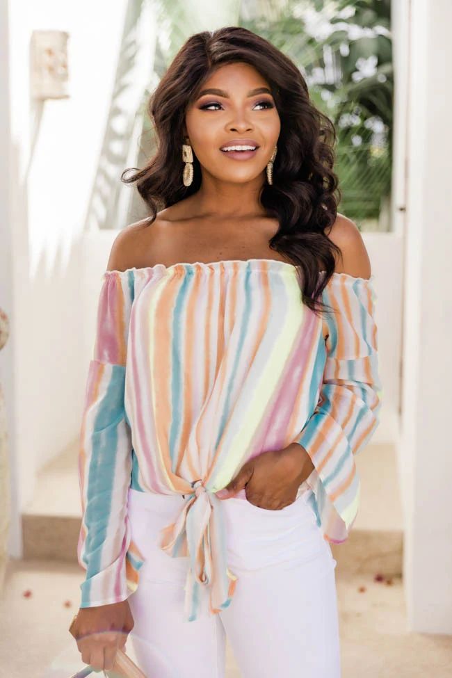 Hustle And Heart Striped Orange Multi Blouse | The Pink Lily Boutique