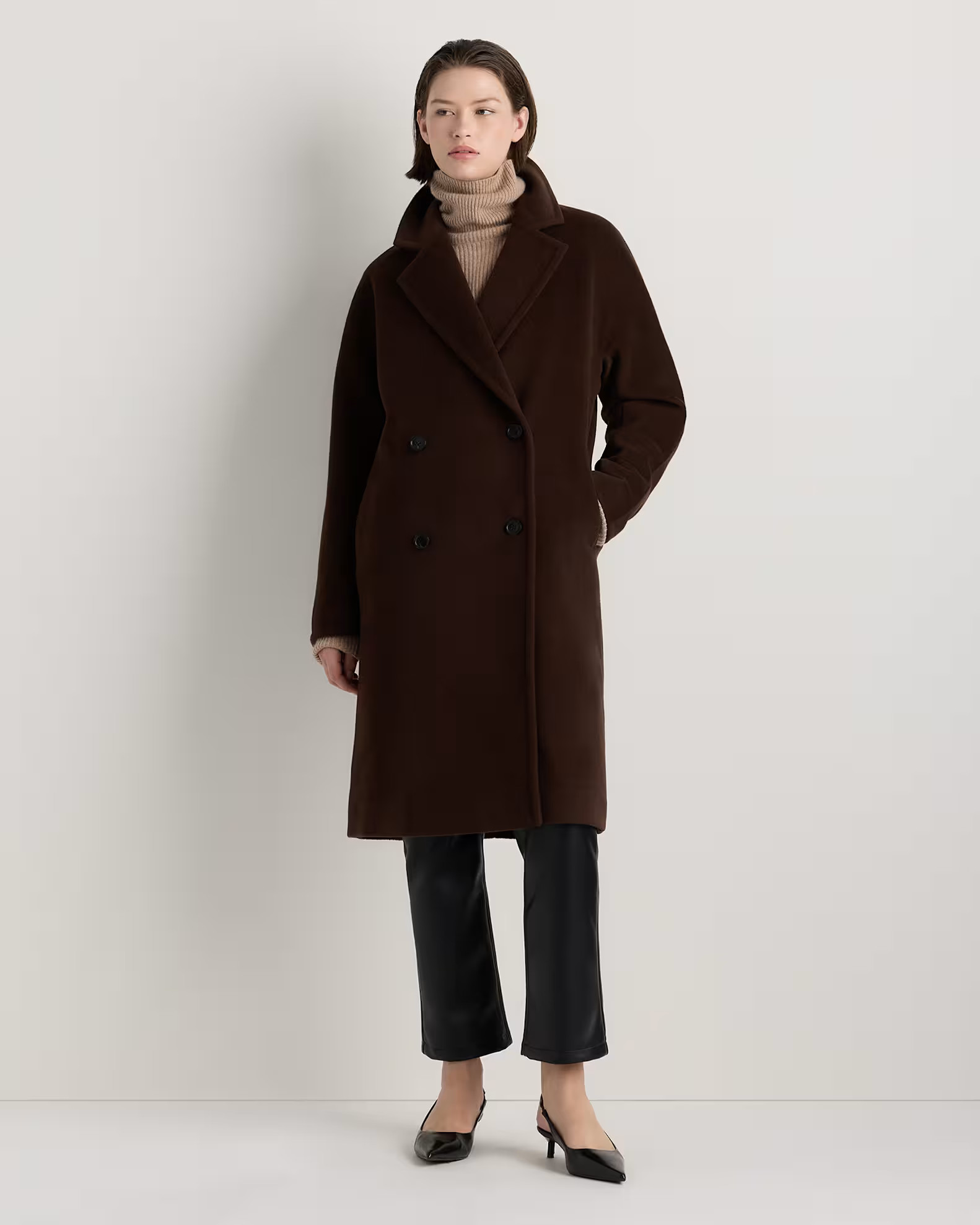 Wool Cashmere Double-Breasted Slouch Coat | Quince