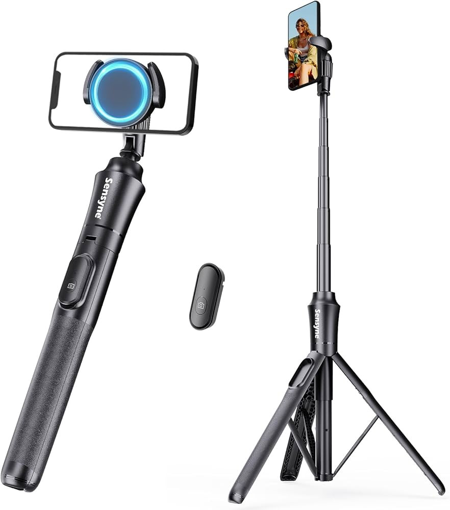 Sensyne 62'' Magstick Selfie Stick Tripod, All-in-One Phone Tripod with Magnetic Phone Holder and... | Amazon (US)