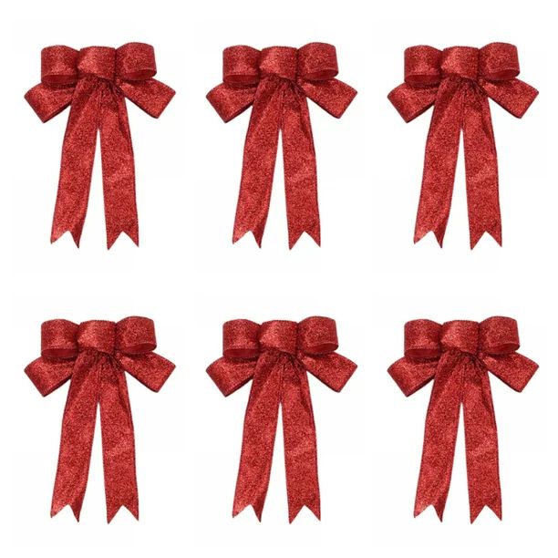 Popfeel Large Christmas Red PVC Bows, (6 Count) 9" x 9" - Walmart.com | Walmart (US)