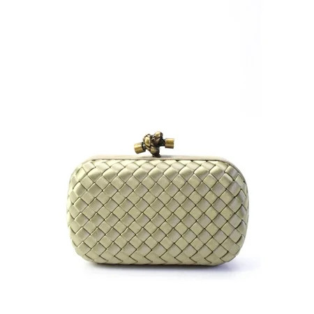 Pre-owned|Bottega Veneta Womens Satin Intreccio Impero Ayers Knot Clutch Handbag Brown | Walmart (US)