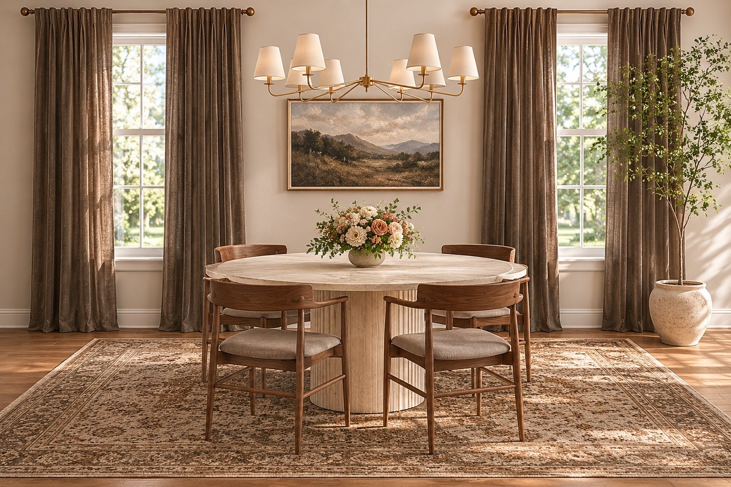 Warm & Moody Dining Room Designed For Slow Living

There’s something incredibly inviting about a dining room that feels layered, warm, and effortlessly relaxed — the kind of space that encourages lingering conversations long after dinner is over. This dining room design captures exactly that feeling with its earthy tones, soft textures, and timeless silhouettes. See the full post on the blog!

#LTKhome
