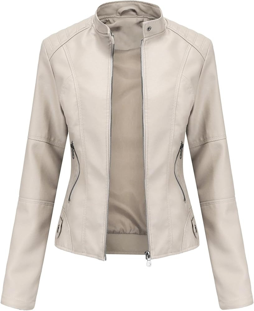 DEAR MODEL Faux Leather Jacket Women Bomber Jacket Women's Belted Motorcycle Jacket | Amazon (US)