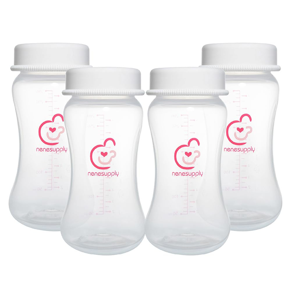 Nenesupply 9oz 4 Count Wide Neck Mouth Breastmilk Storage Bottle Breast Pump Bottles Use for Pumping with Spectra S1 S2 Replace Spectra Bottles for Pumping Breastmilk Collection | Amazon (US)