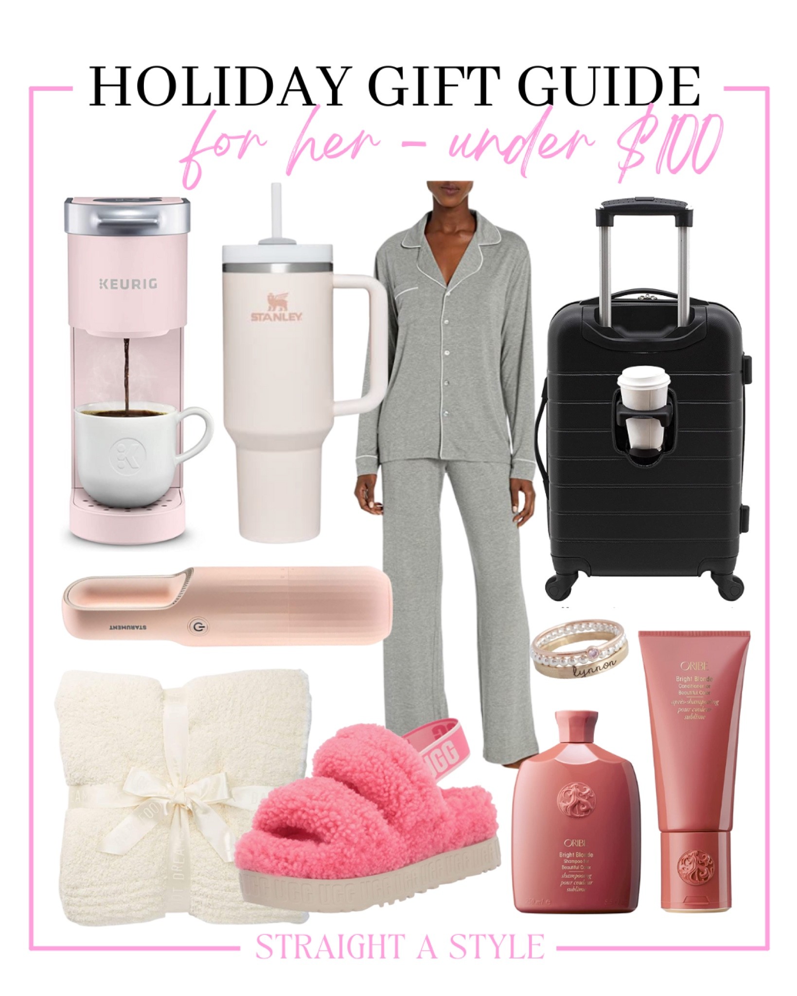 Holiday gift guide for her / gifts under $100 for her / pajama set / mom ring / gifts for mom / gifts for girlfriend / gifts for wife / slippers / Stanley cup / coffee maker 

#LTKstyletip #LTKunder100 #LTKHoliday