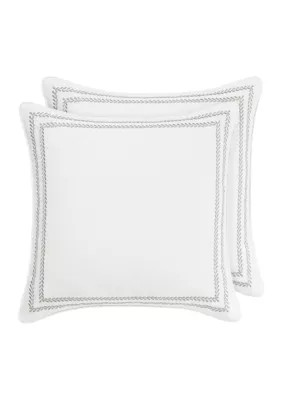 Laura Ashley Stitched Vine Leaf 2-Piece Solid Cotton European Shams | Belk
