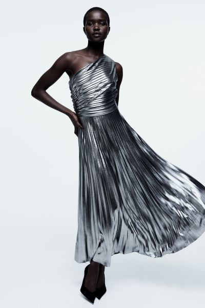 Metallic-coated One-shoulder Dress | H&M (US + CA)