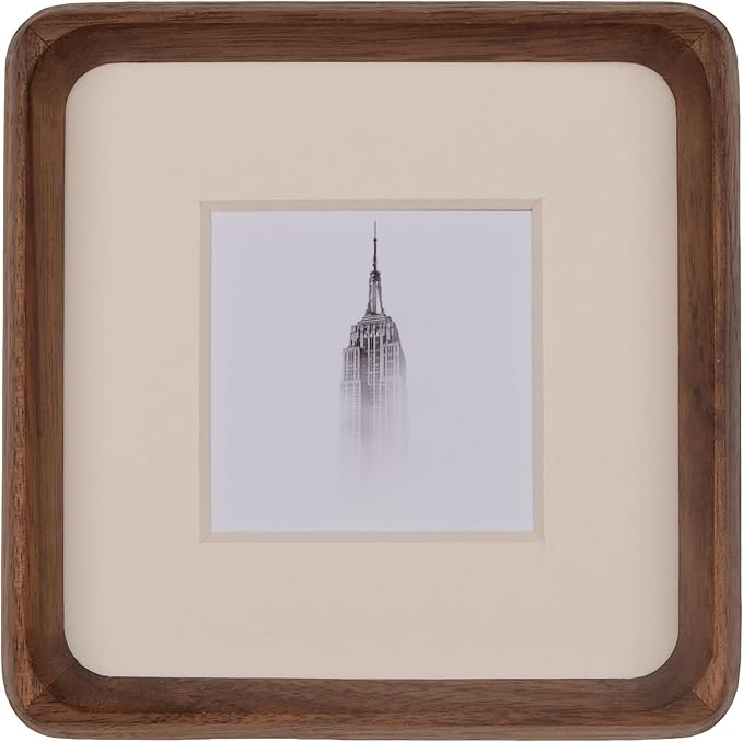 4x4 Picture Frame with 2x2 Mat - Rustic Walnut Wood Square Frame, Wall & Tabletop Display for Bab... | Amazon (US)