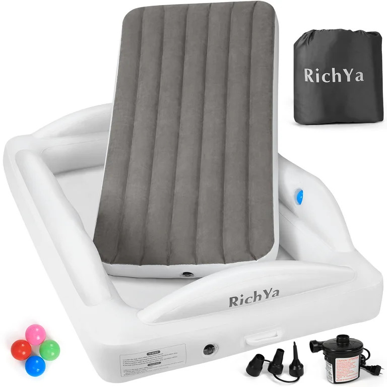 RichYa Inflatable Toddler Travel Bed 62x40x12 with 4 Safety Bumpers, Portable Toddler Bed,Grey | Walmart (US)