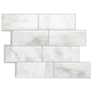 smart tiles Metro Carrera Gray 11.56 in. x 8.38 in. Vinyl Peel and Stick Tile (2.21 sq. ft./ 4-pa... | The Home Depot