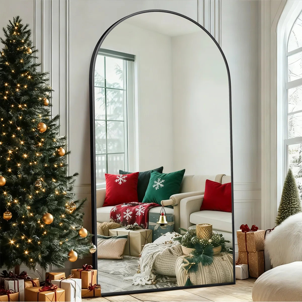 Latitude Run® Malesha Large Modern Full Length Arched Aluminum Alloy Framed Floor Mirror & Revie... | Wayfair North America