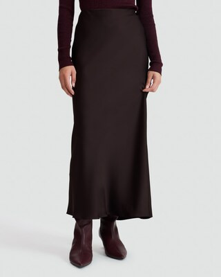 F&F Satin Midi Slip Skirt in Chocolate | Tesco F&F